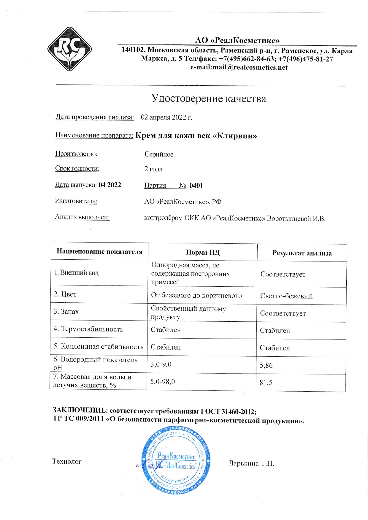 Паспорт №0420220401